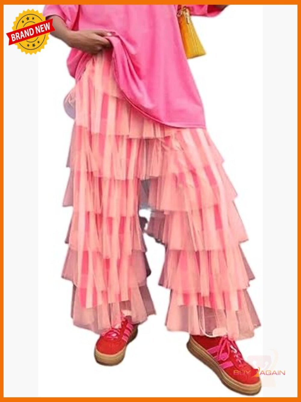 Wide Leg Striped Pants Baggy Elastic High Waist Ruffle Tulle Lace Boho Trouser